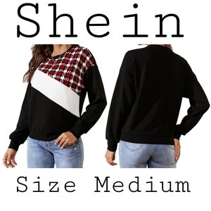 Shein Houndstooth Color Block Sweater